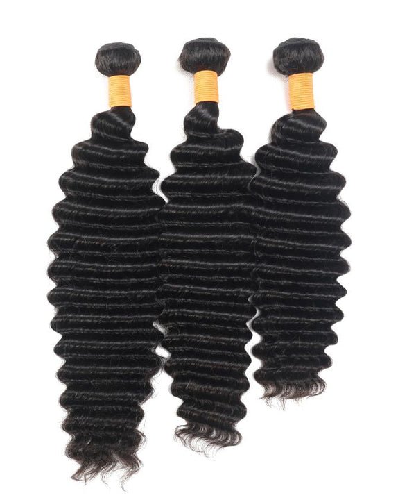 3 Deep Wave Layered Weave Hair Bundles 100% Virgin Human Hair Extension