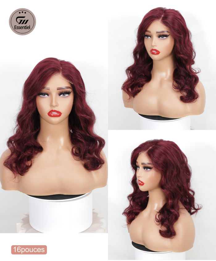 rouge bordeaux cheveux humains loose wave 3