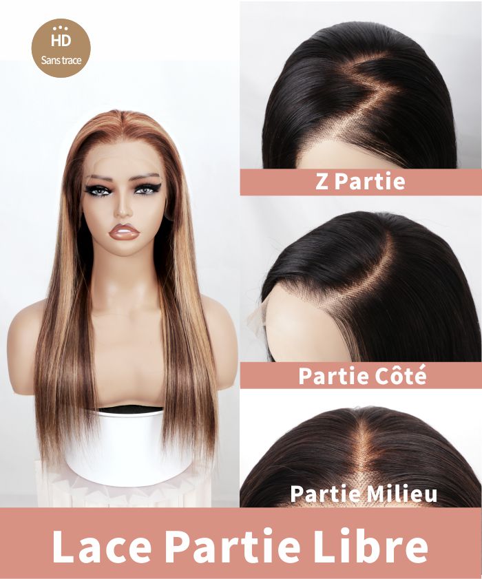 perruque cheveux  mi long balayage brune raide 5