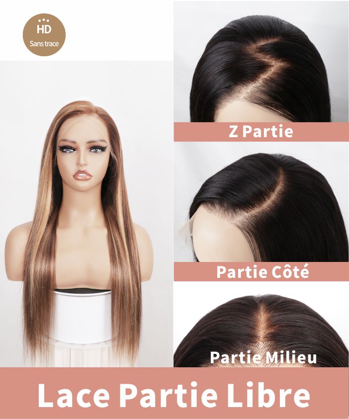 perruque cheveux balayage brune cheveux raides 4