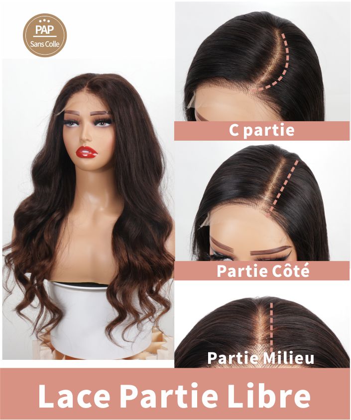 Glammane Perruque Cheveux Ondulés Ombre Brun Chocolat 5