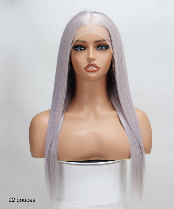 Silver Grey Human Hair Smooth Flowing Lace 13x4 Wig