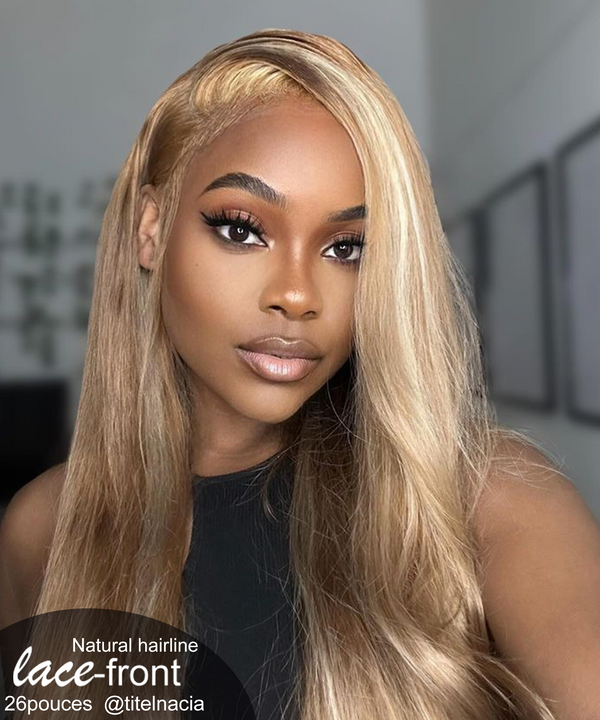 Premium Balayage Honey blonde human hair Loose Body wave lace front 13X4 wig