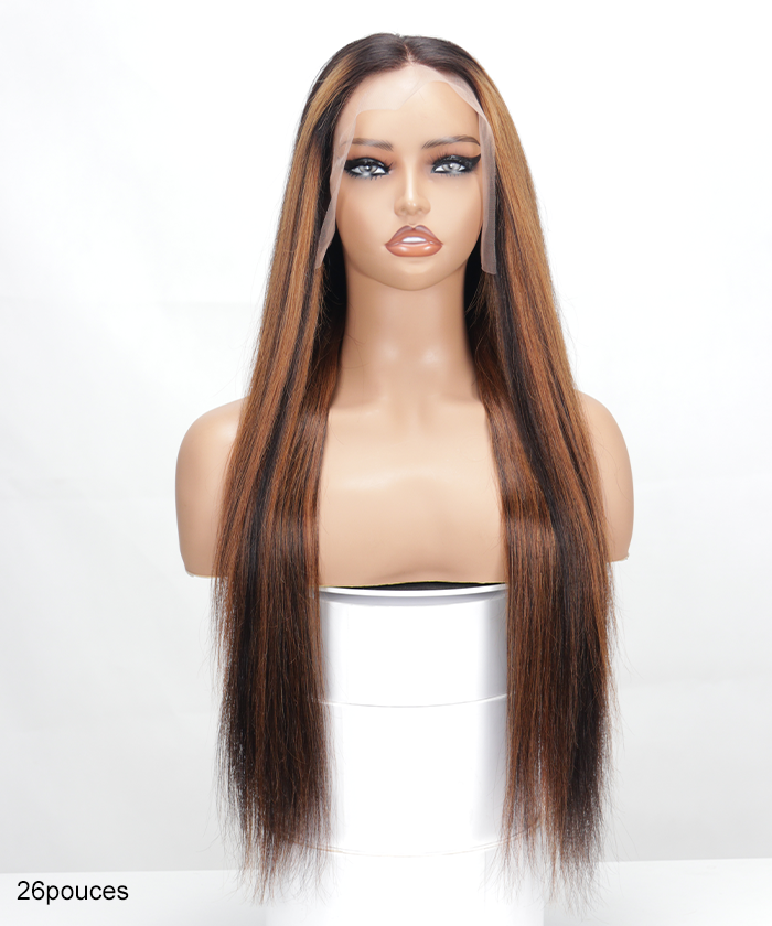 Perruque lace front 13x6 en cheveux humains soyeux et lisses