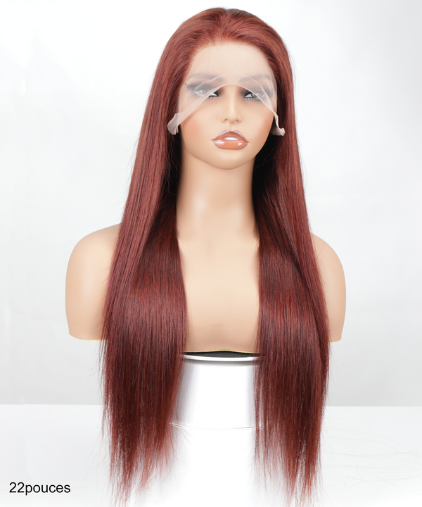 【Couleur Automne】Premium Automne Auburn Cheveux Humains Lisse Lace front 13X6 Wig