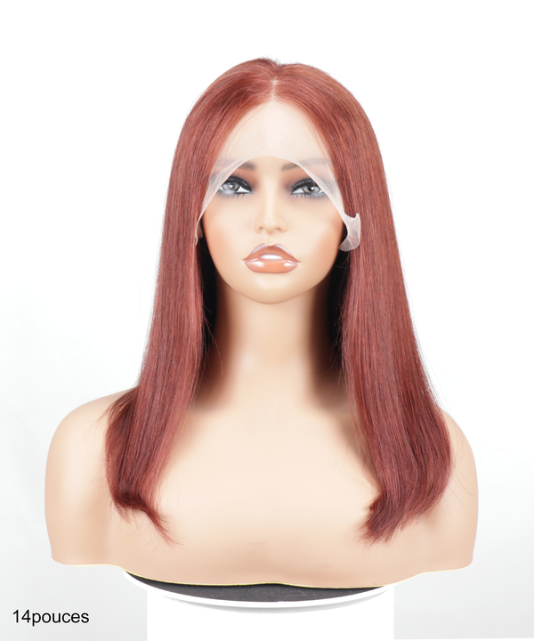 【Modèle Iris BK】Premium Automne Auburn Cheveux Humains Coupe en Carré Lace front 13X6 Wig